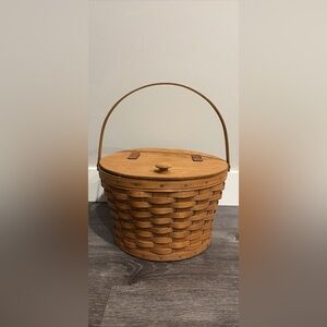 Longaberger Tan Woven Basket with Handle